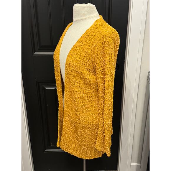 Debut Women's Mustard Yellow Textured Long Cardigan Small - Picture 5 of 8